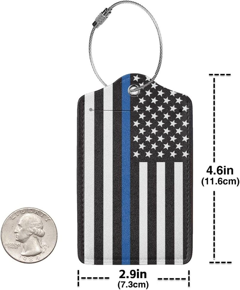 GACCAP 2 Pack Luggage Tags for Suitcase, Privacy Cover ID Label with Stainless Steel and Address Card for Travel Bag Backpack Cruise Ship Essentials Tag Women Men - Thin Blue Line American Flag - Image 4
